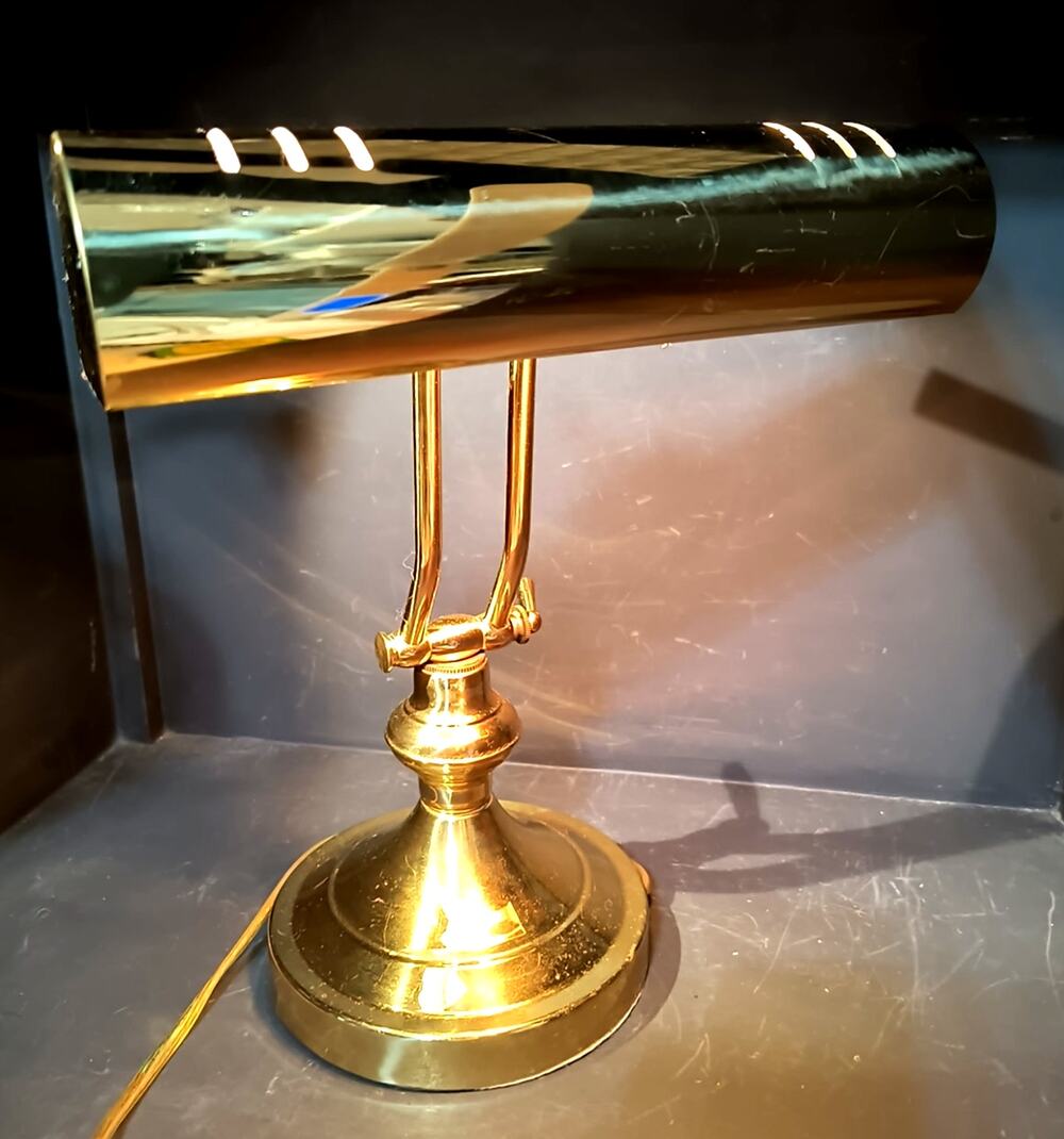 194291.  Vintage Style Polished Brass Adjustable Piano or Bankers Desk Lamp